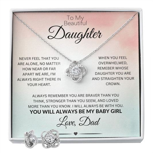 To Daughter from Dad | Love Knot Necklace and Earrings